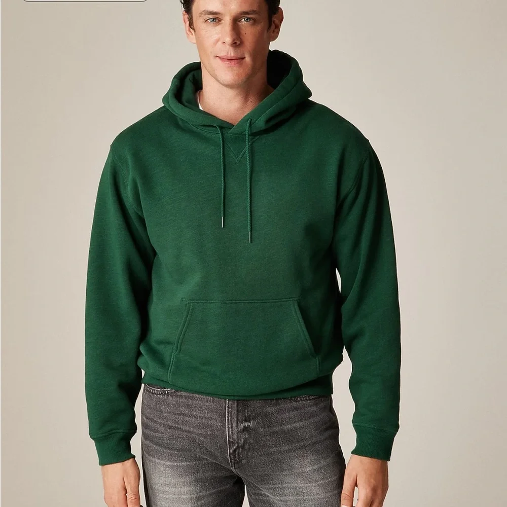 J crew serene spruce green '83 fleece hoodie